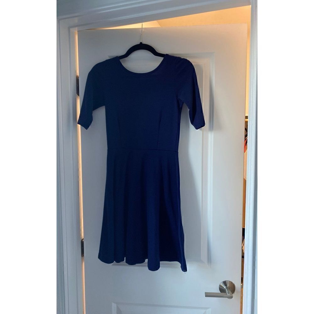 Forever21 Navy Violet 1/2 3/4 Sleeve Fit and Flare A-line Lularoe Amelia Dress
